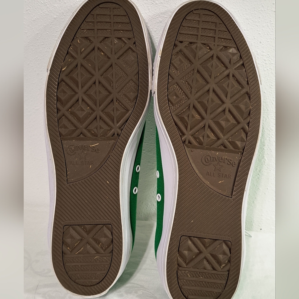 Converse Green Canvas Low-Top Sneakers with White Accents sz. 14 m/16w - Picture 5 of 6